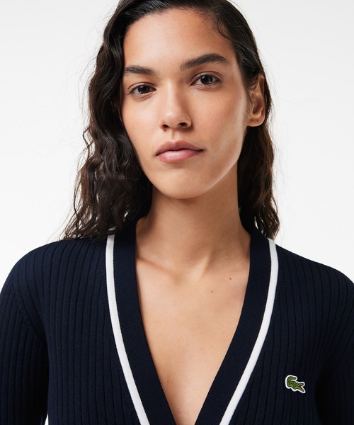 【新品】LACOSTE 3Dニットカーディガン LACOSTE カーディガン 3Dニットカーディガン レディース