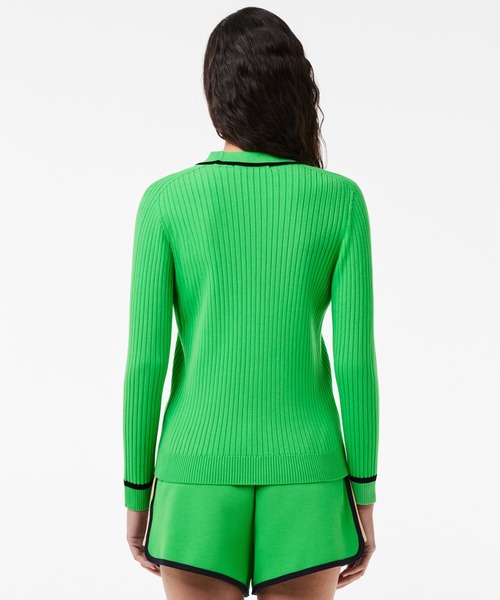 LACOSTE カーディガン 3Dニットカーディガン レディース