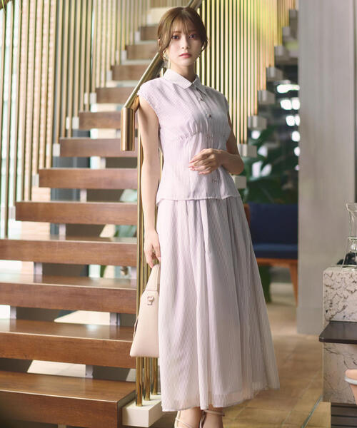 【1度着用のみ美品】 プランテーション ストライプドットリップルシャツ ブラウス Plantation（プランテーション）の「ストライプドットリップル