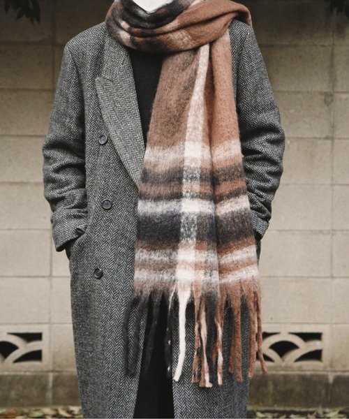 Noen（ノエン） マフラー ワンポイントボーダーマフラー メンズ