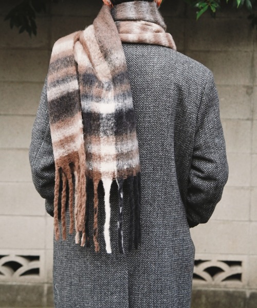 Noen（ノエン） マフラー ワンポイントボーダーマフラー メンズ