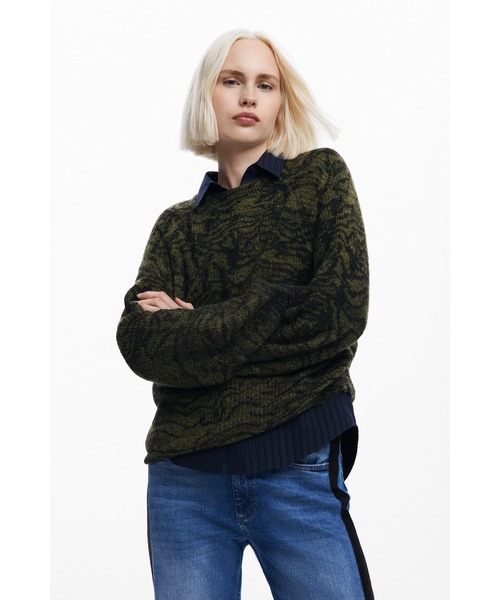 Desigual グリーン　ミックス　コート Size 40　レア Desigual デシグアル フード付きコート （グリーン） : ブランド