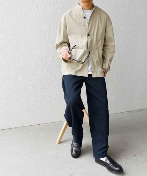 JILSANDER スタンドカラー シャツ ジャケット ベージュ Jil Sander ボタン シャツジャケット | ニュートラル | FARFETCH JP