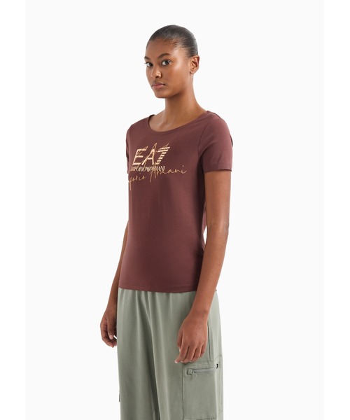 tシャツ 「エンポリオ アルマーニ EA7」Logo Series クルーネックTシャツ ストレッチコットン レディース