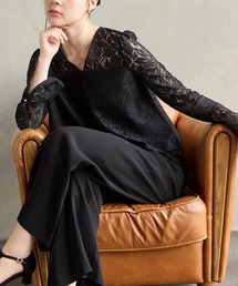 エメエクレア パンツドレス Mサイズ　授乳　パーティードレス AIMER パンツドレス 「WEB限定」レースブラウス×ワイドパンツ