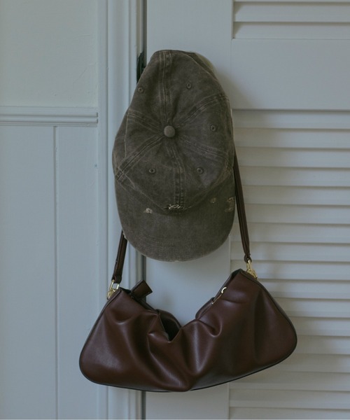 loin nuit ボアバック/ブラウン loin nuit ハンドバッグ gather hand bag / ギャザーハンドバッグ