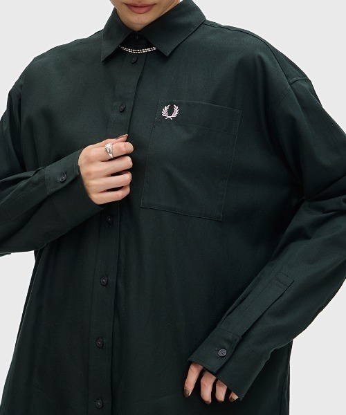 FRED PERRY シャツワンピース Brushed Twill Shirt Dress／起毛