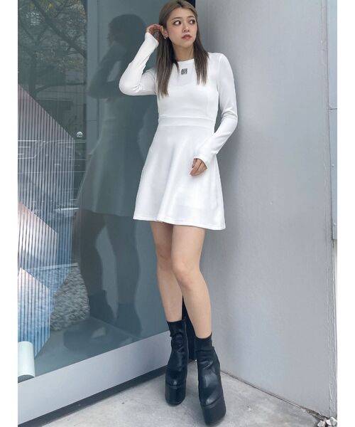 GYDA ワンピース GYGYプレートタイトスウェットフレアワンピース