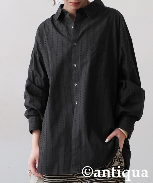ブラウス シャツ インド綿ステッチシャツ レディース antiqua ブラウス シャツ インド綿ステッチシャツ レディース