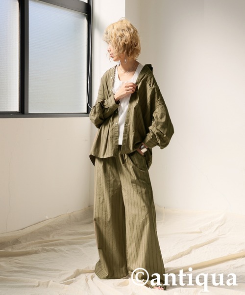 ブラウス シャツ インド綿ステッチシャツ レディース antiqua ブラウス シャツ インド綿ステッチシャツ レディース
