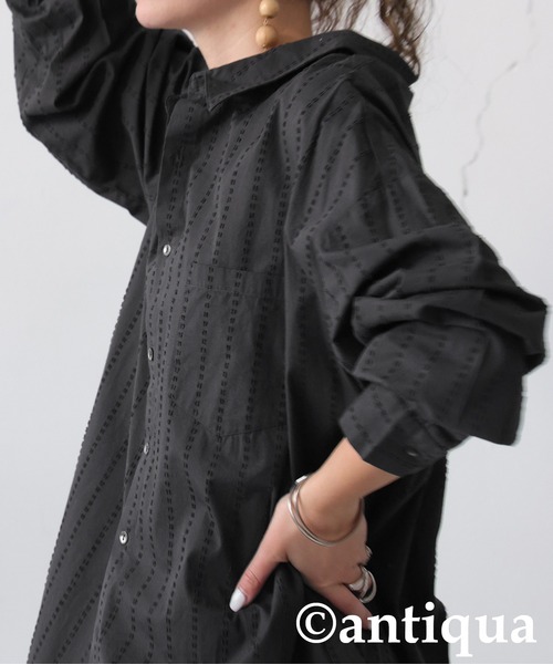 antiqua ブラウス シャツ インド綿ステッチシャツ レディース