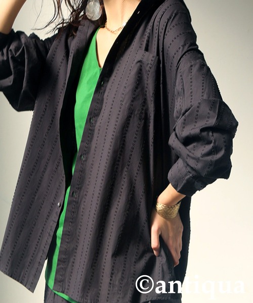 antiqua ブラウス シャツ インド綿ステッチシャツ レディース