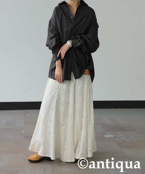 ブラウス シャツ インド綿ステッチシャツ レディース antiqua ブラウス シャツ インド綿ステッチシャツ レディース