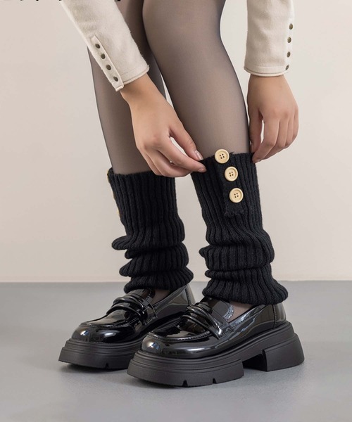 ❤️美品　希少　レッグウォーマー　つけ裾　本革　ホック止め　スタイリッシュ mosox レッグウォーマー 「2025 MOSOX NEW COLLECTION」サイドボタン