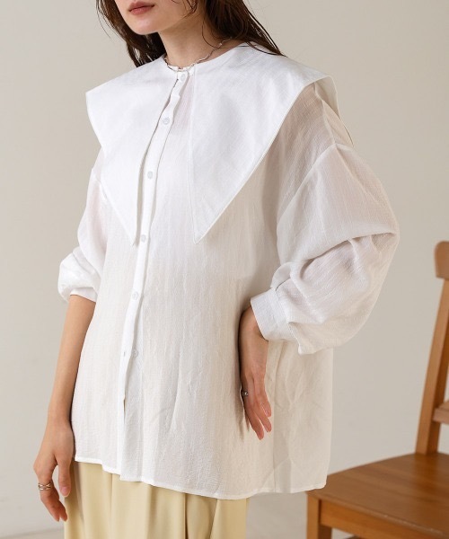 sara&cake ブロードビッグカラー ブラウス シャツ セーラー 春 BAB ブラウス シャツ ビッグセーラーカラーブラウス レディース