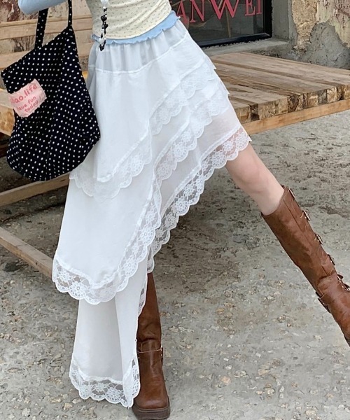 LADY LIKE（レディライク） スカート レース付きアシンメトリー