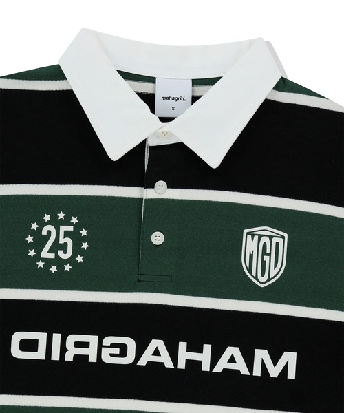 ポロシャツ ポロ 「mahagrid/マハグリッド」 STRIPE RUGBY SHIRT/ボーダーラグビーシャツ レディース メンズ MAHAGRID ポロシャツ ポロ 「mahagrid/マハグリッド」 STRIPE