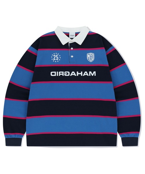 ポロシャツ ポロ 「mahagrid/マハグリッド」 STRIPE RUGBY SHIRT/ボーダーラグビーシャツ レディース メンズ MAHAGRID ポロシャツ ポロ 「mahagrid/マハグリッド」 STRIPE