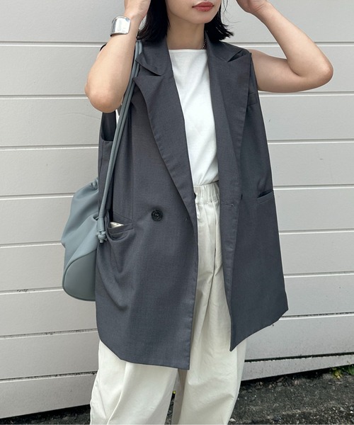 feepur ベスト ジレ テーラードオーバージレ レディース
