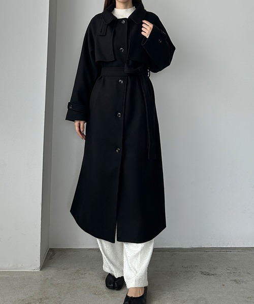 「Louere」 ステンカラーコート MEDIUM ダークグレー レディース_画像6