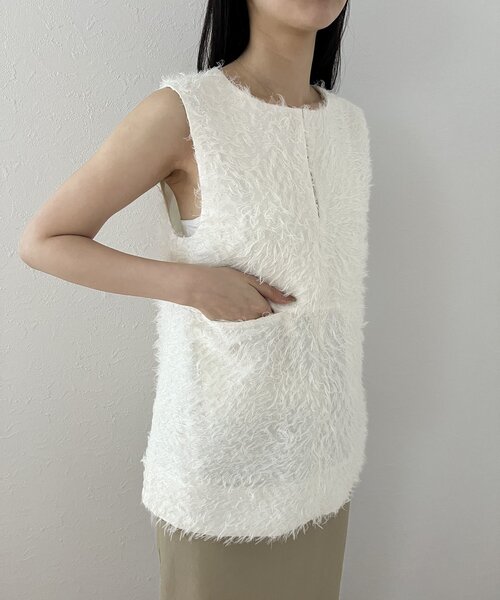 CFCL ノースリーブトップス　ホワイト CFCL】 POTTERY SLEEVELESS BUST FLARE TOP / HYPHA LUCENT
