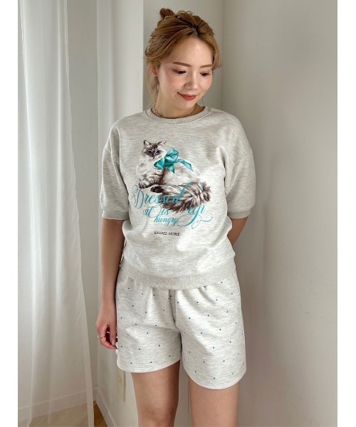 SNIDEL  CATスウェットセットアップ SNIDEL HOME パジャマ ルームウェア CATスウェットセットアップ