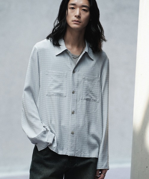 【新品・未使用】RAYON JACQUARD CROPPED SHIRT WYM LIDNM シャツ RAYON JACQUARD CROPPED SHIRT メンズ
