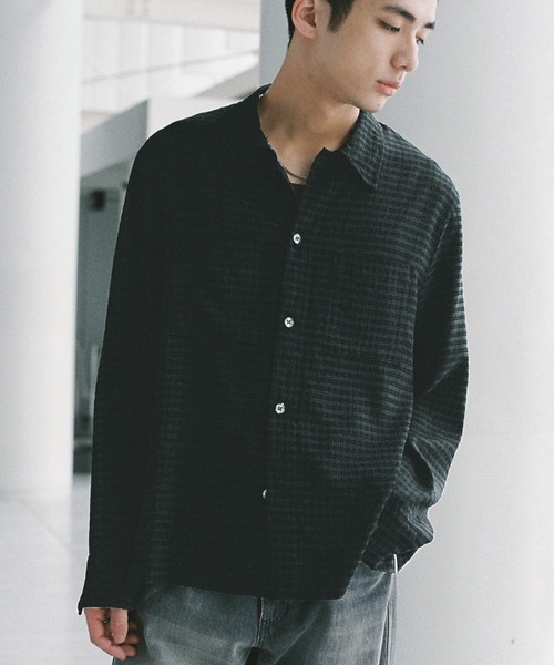 WYM LIDNM シャツ RAYON JACQUARD CROPPED SHIRT メンズ