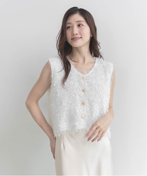 RANDA（ランダ） ワンピース シャギートップス＆サテンナロースカート