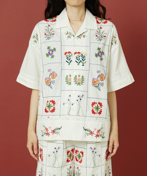 Freada/フリーダ パッチワーク花刺繍シャツ（シャツ/ブラウス