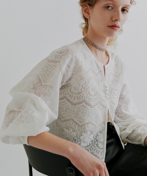 ブラウス シャツ 「kiehtova」LACE VOLUMESLEEVE BLOUSE/レース ボリュームスリーブ ブラウス レディース