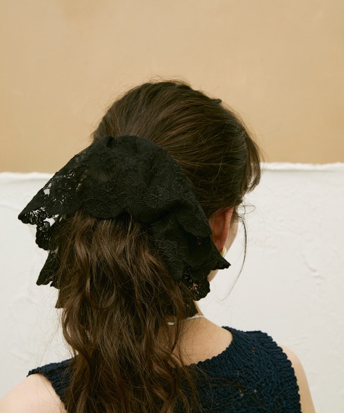 シュシュ Tulle double frill scrunchie / チュールダブルフリル