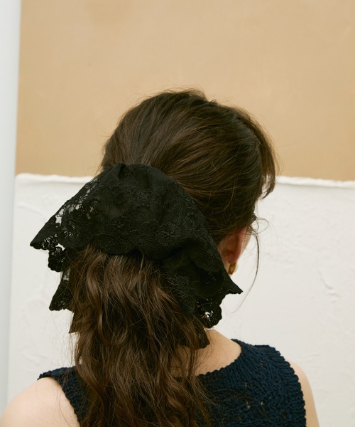 シュシュ Tulle double frill scrunchie / チュールダブルフリル