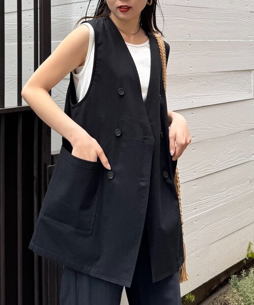 CIAOPANIC TYPY ベスト ジレ ノーカラーリネン混ジレ レディース