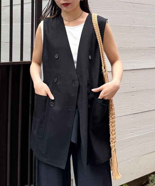 CIAOPANIC TYPY ベスト ジレ ノーカラーリネン混ジレ レディース