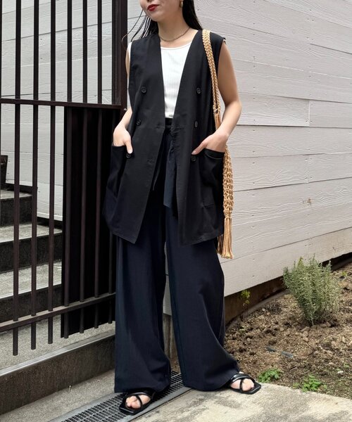 CIAOPANIC TYPY ベスト ジレ ノーカラーリネン混ジレ レディース