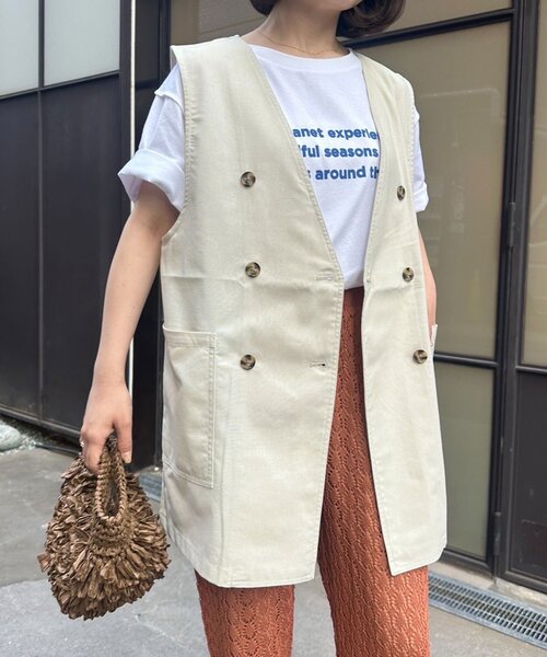 CIAOPANIC TYPY ベスト ジレ ノーカラーリネン混ジレ レディース