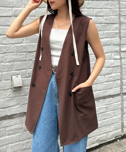 DAMA リネン混 シャンブレー調 ジレサンドベージュ　新品・未使用 セール】リネン&コットン混ジレ（ベスト）｜SMILE ORCHID