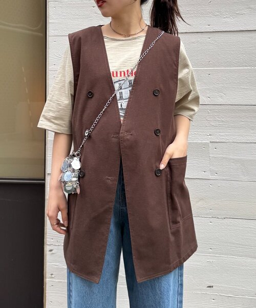 CIAOPANIC TYPY ベスト ジレ ノーカラーリネン混ジレ レディース