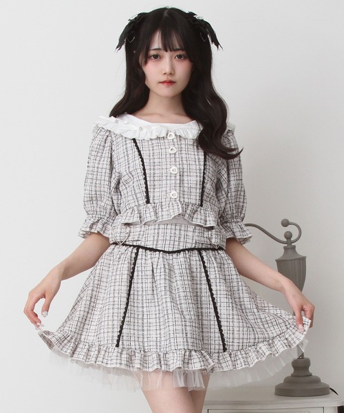 SUMMER SALE ☆【 】レディースセットアップ DearMyLove セットアップ サマーツイードミニセットアップ レディース