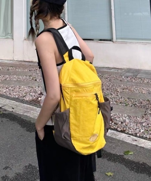 デイバック リュック バイカラーナイロンlogoバッグパック レディース