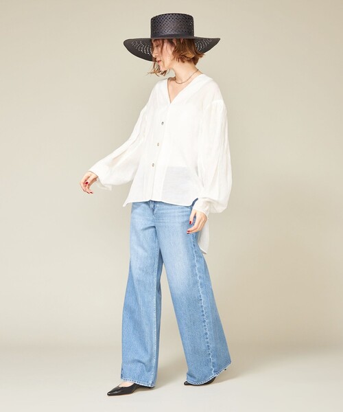 ブラウス シャツ 「conte」シアー Vネックブラウス レディース conte ブラウス シャツ 「conte」シアー Vネックブラウス