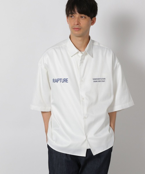 トルネードマート　アドレーション 刺繍入り 白ポロシャツ メンズ Lサイズ ADMIX/ATELIER SAB MEN ポロシャツ サマー 鹿ノ子 ／ ワンポイント