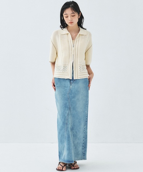 新品未使用品 public tokyo ハーフスリーブジップポロニット／夏服 PUBLIC TOKYO（パブリックトウキョウ） ポロシャツ ポロ ハーフ
