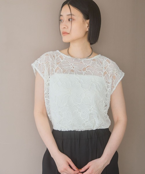 tシャツ モールレースプルオーバーフレンチスリーブ レディース A part by tシャツ モールレースプルオーバーフレンチスリーブ