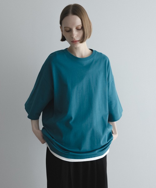「remer」 7分袖Tシャツ SMALL ターコイズブルー メンズ