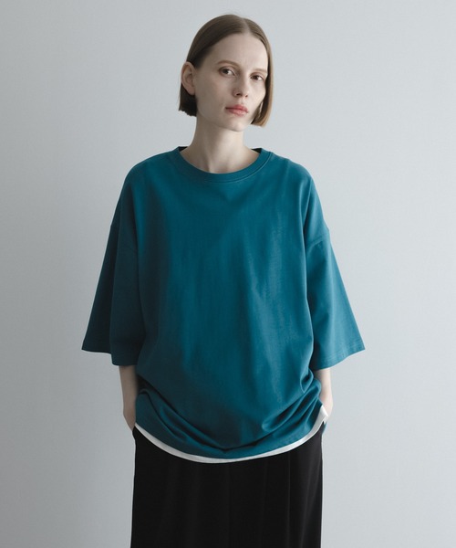 「remer」 7分袖Tシャツ SMALL ターコイズブルー メンズ