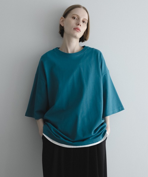 「remer」 7分袖Tシャツ SMALL ターコイズブルー メンズ