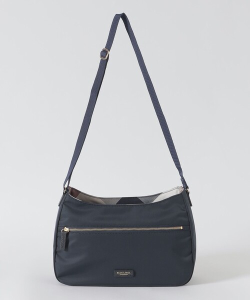 【美品】BLUE LABEL CRESTBRIDGE 巾着 ショルダーバッグ クレストブリッジチェックキャンバス巾着ショルダー｜ブルー