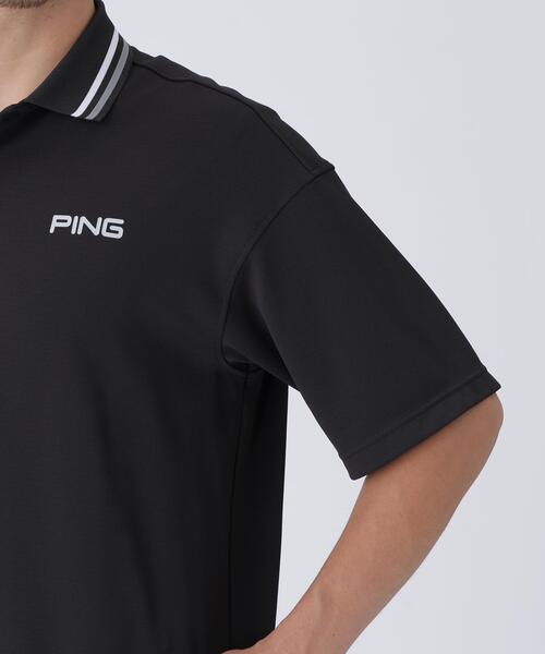 【ブラック】Wメッシュ アセイヤーン半袖ポロシャツ <EARLY AUTUMN> (MENS) PING APPAREL｜Wメッシュ アセイヤーン半袖ポロシャツ <EARLY AUTUMN